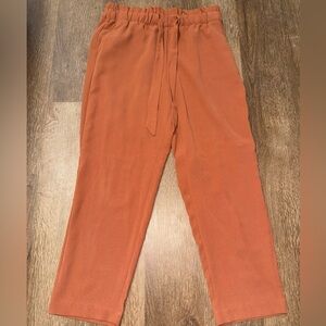LOFT Tie Waist Straight Leg Pants Burnt Orange Size Small